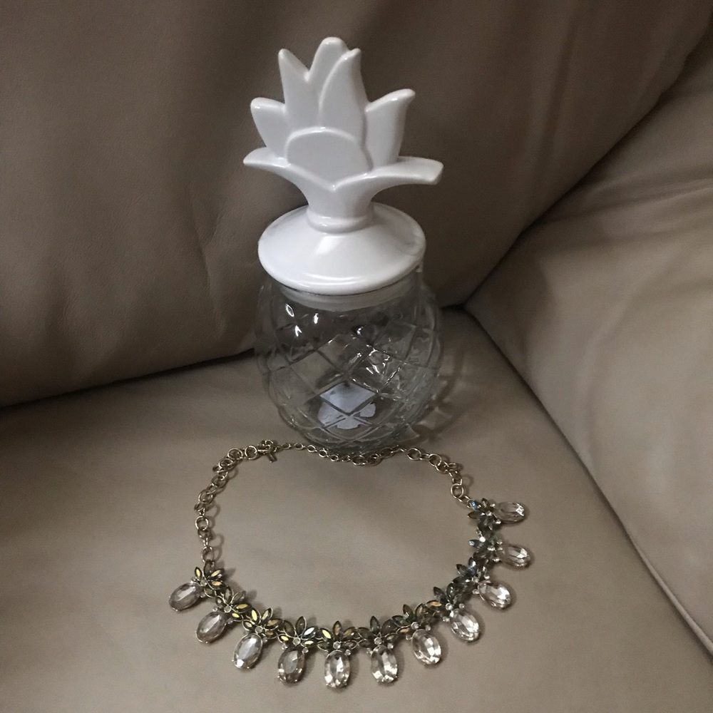 Pineapple tiki necklace and pineapple candy jar